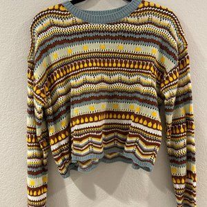 Crochet Knit Patterned Sweater